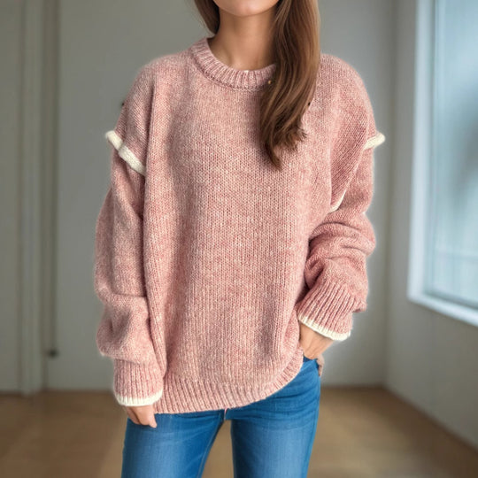 Damen Grobstrickpullover mit lässigem Schnitt und strukturiertem Design EB