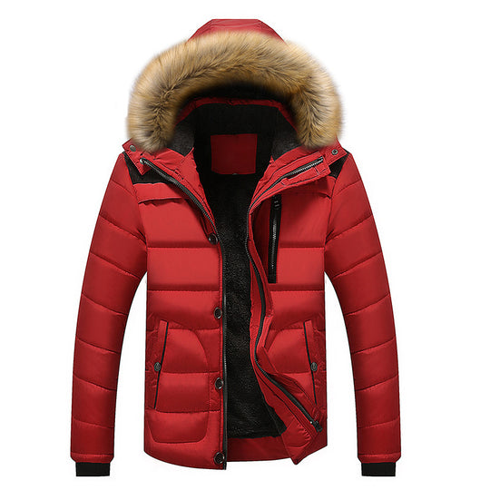 Herren Isolierter Steppparka mit Kunstfellkapuze, verdeckter Zip- und Druckknopfleiste EB