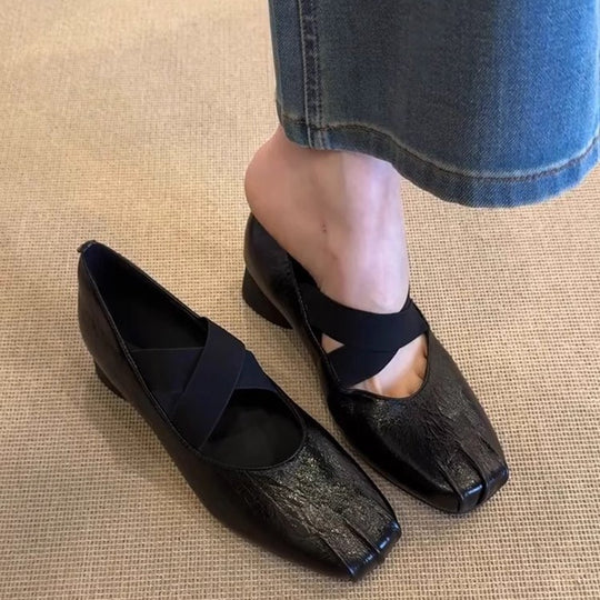 Damen elegante Ballerina-Schuhe mit modernem Riemendesign und komfortablem Absatz EB