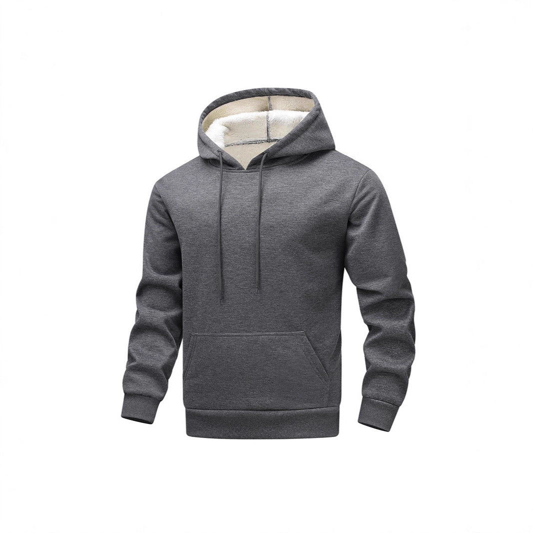 Herren Fleece-Kapuzenpullover mit Sherpa-Innenfutter und Kängurutasche EB