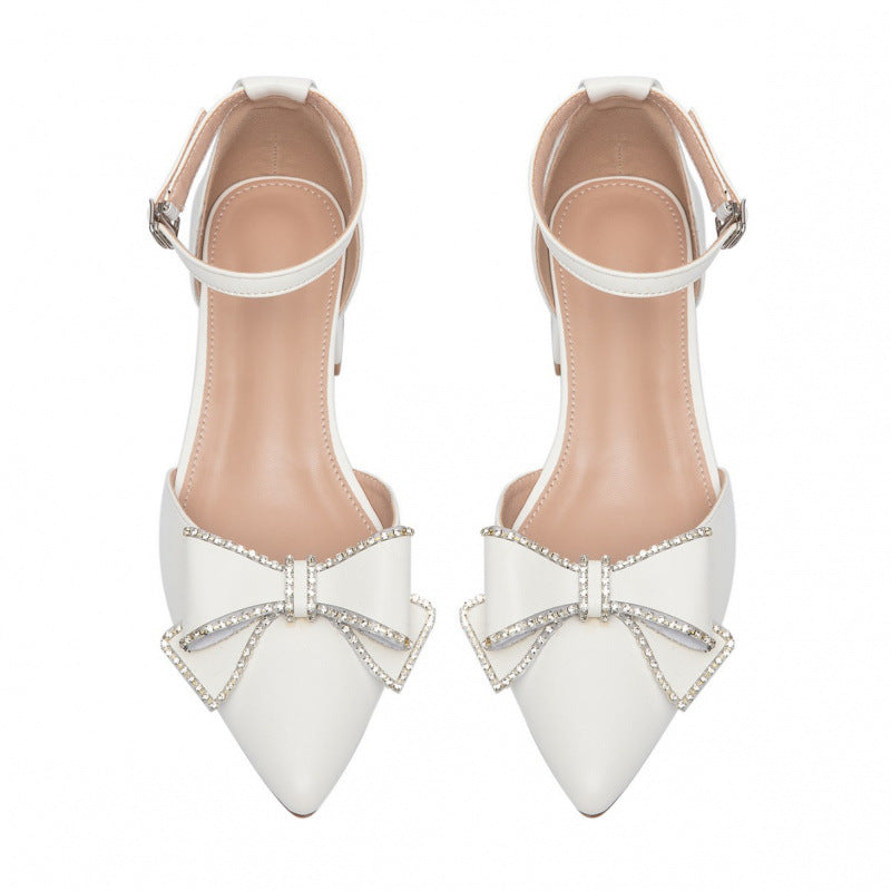Damen elegante Slingback-Pumps mit strassverzierten Schleifen EB