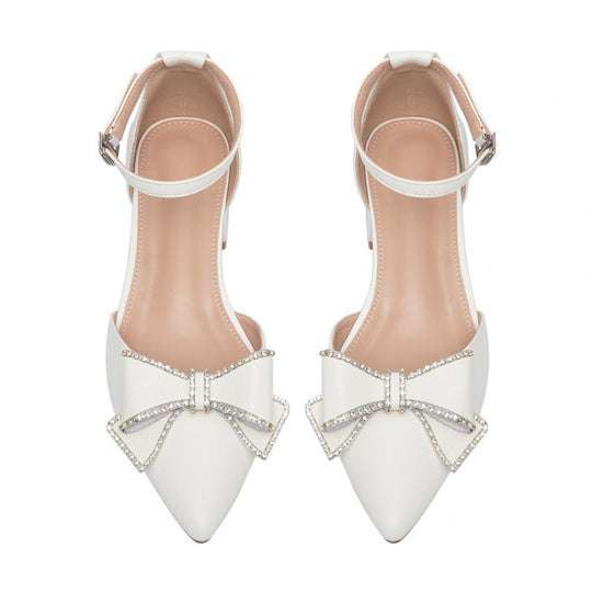 Damen elegante Slingback-Pumps mit strassverzierten Schleifen EB