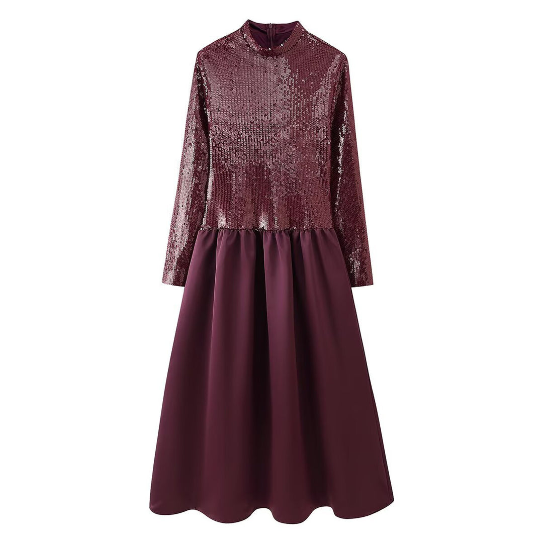 Damen Festliches Kleid mit glitzerndem Oberteil und schwingendem Rock EB