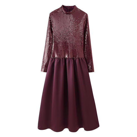 Damen Festliches Kleid mit glitzerndem Oberteil und schwingendem Rock EB