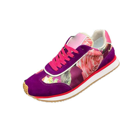 Damen Modische Sneakers mit floralem Textil-Obermaterial und rutschfester Sohle EB