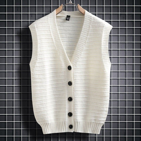 Damen ärmellose Strickjacke mit Knopfdetails und feinem Design EB
