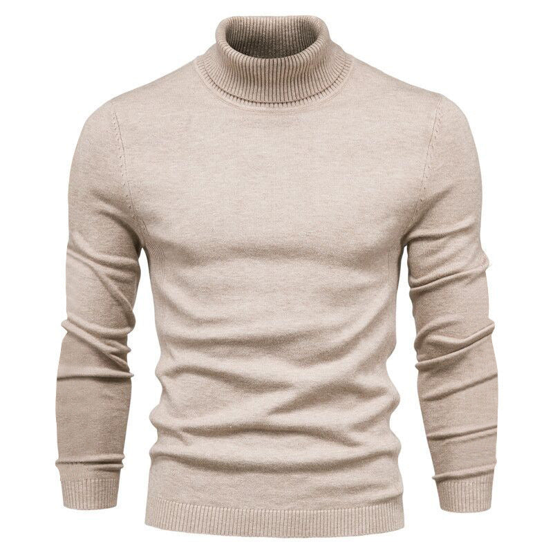Herren nan schmal geschnittener Rollkragenpullover aus Merino-Baumwollmix mit hohem Kragen EB