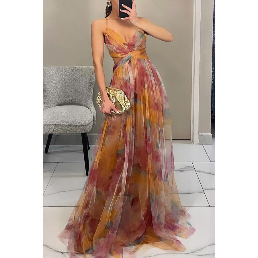 Damen Abendkleid mit fließendem Chiffon und eleganter Wickeloptik EB