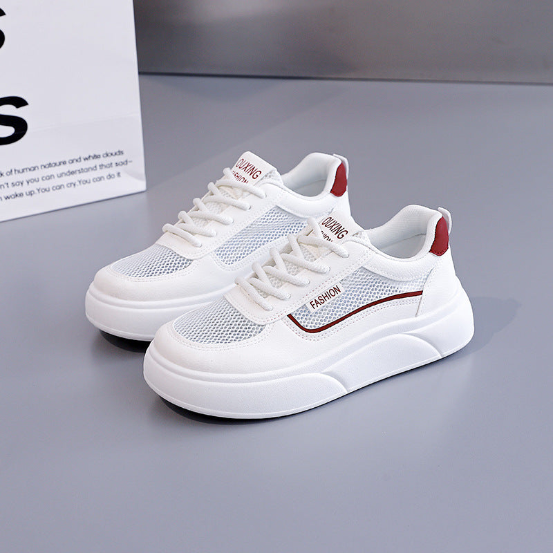 Damen modische Sneakers mit atmungsaktiven Mesh-Einsätzen und hoher Laufsohle EB