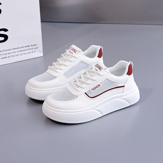 Damen modische Sneakers mit atmungsaktiven Mesh-Einsätzen und hoher Laufsohle EB