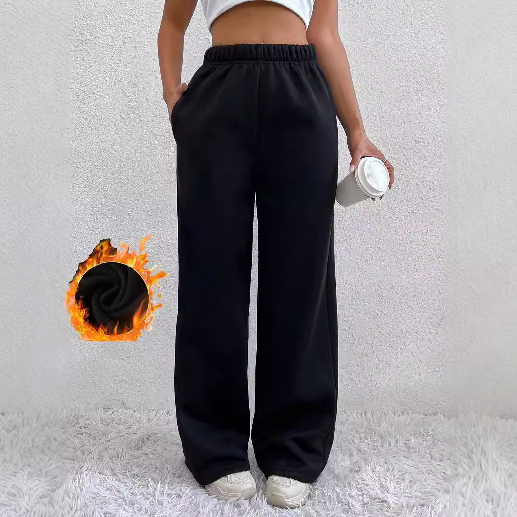 Damen Bequeme High-Waist Freizeithose mit weitem Schnitt EB