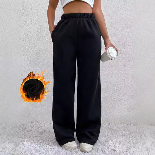 Damen Bequeme High-Waist Freizeithose mit weitem Schnitt EB