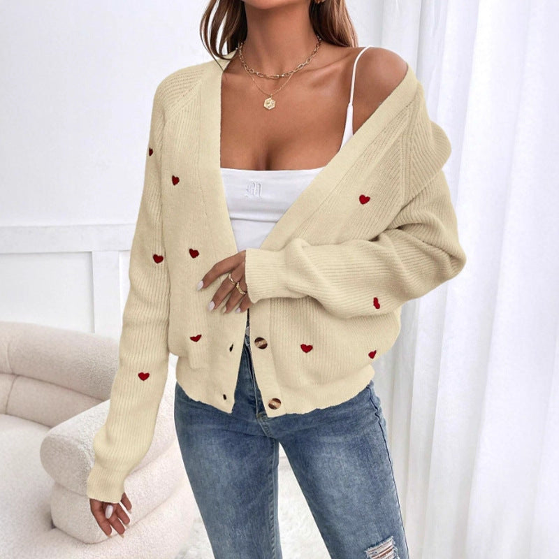 Damen Strickjacke im verspielten Herzdesign EB