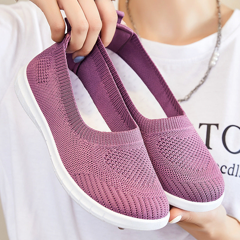 Damen Slip-On Sneakers mit atmungsaktivem Strickoberteil und rutschfester Sohle EB