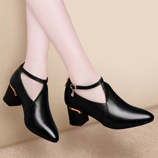 Damen elegante Pumps mit modischem Riemendesign und stabiler Absatzhöhe EB
