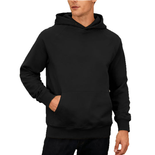 Herren nan Sweatstoff Kapuzenpullover mit Raglanärmeln, Kängurutasche und verstärktem Saum EB
