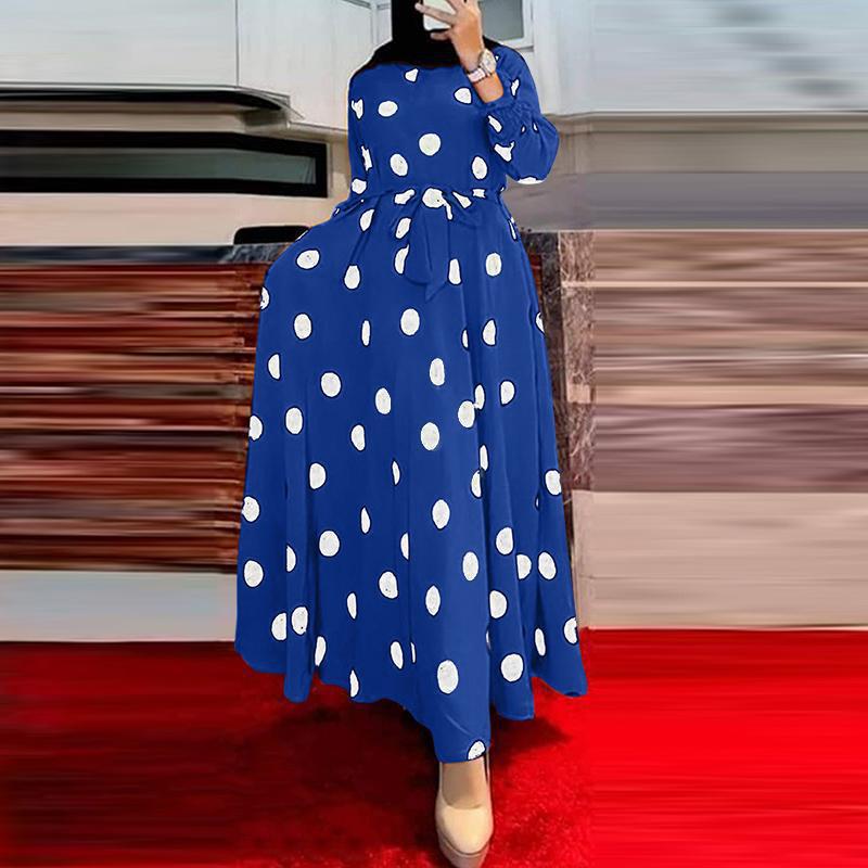 Damen Maxikleid mit auffälligem Polka-Dot-Muster EB