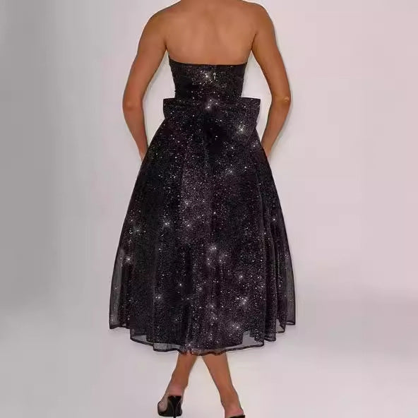 Damen Elegantes strapless Cocktailkleid mit gerafftem Oberteil und A-Linie EB