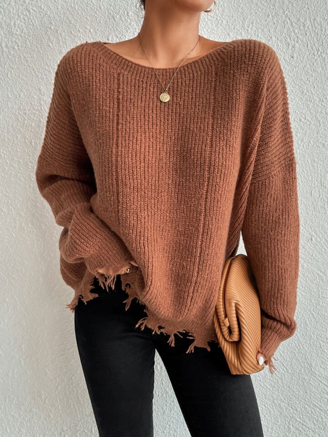Damen Baumwollpullover mit lässigem Oversized-Schnitt EB