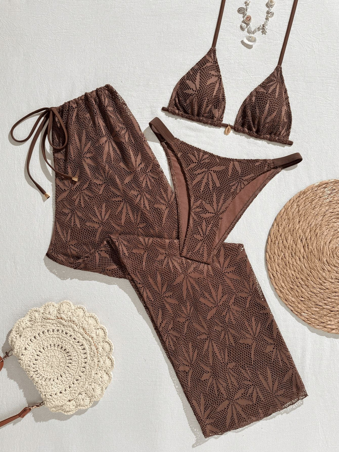 Damen Bikiniset mit modischem Häkelmuster EB