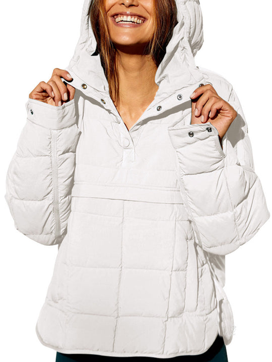 Damen lässige Steppjacke mit Kapuze und Eingrifftaschen EB