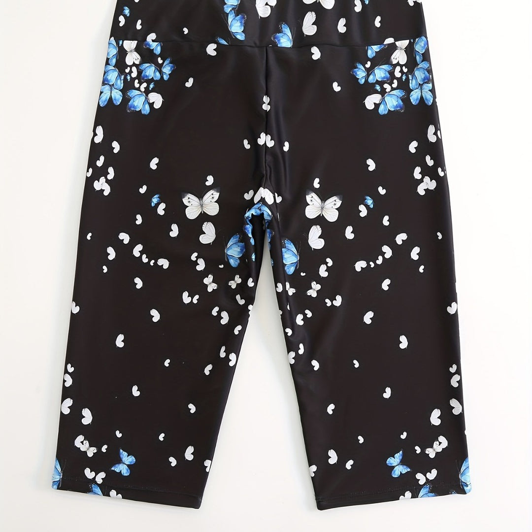 Damen Sportliche Badeshorts mit Blumendesign EB