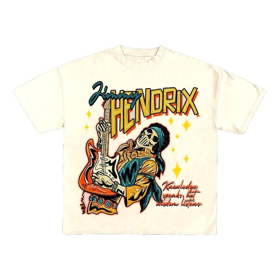 Damen Grafik T-Shirt mit einzigartigem Skelettdesign und kreativem Schriftzug EB