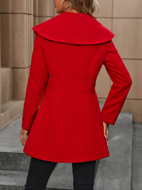Damen eleganter Mantel mit hochgeschlagenem Kragen EB