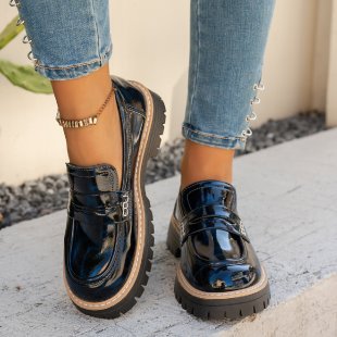 Damen Modische Loafers mit komfortablem Plateau und eleganter Sohle EB