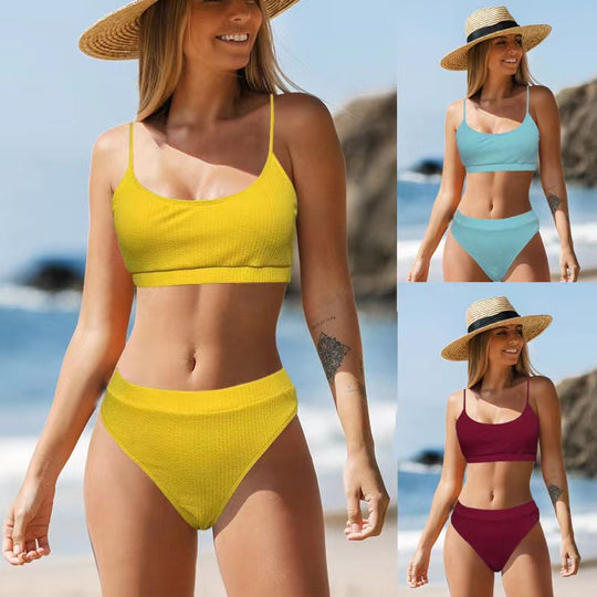 Damen Hochtailliertes Bikini-Set mit sportlichem Oberteil EB