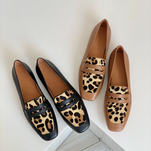 Damen Mokassin-Schuhe mit Leopardenmuster und elegantem Schnitt EB