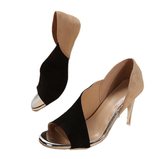 Damen elegante Peeptoe-Pumps mit funkelndem Strass-EB