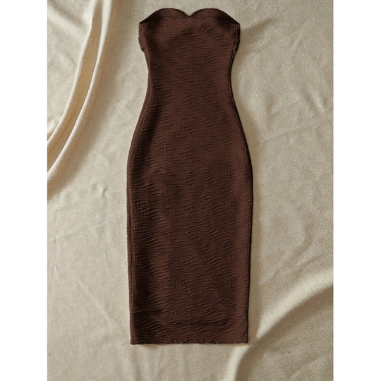 Damen Maxikleid mit gerafftem Design und seitlichem Schlitz EB
