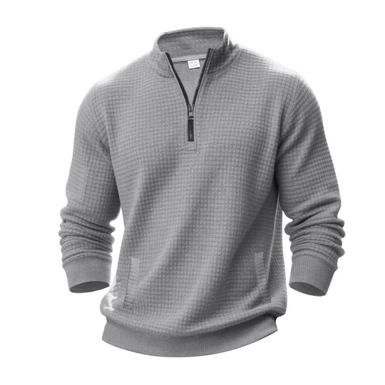 Herren Strukturierter Sweatpullover mit halbem Reißverschluss EB
