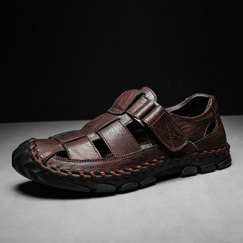 Herren Komfortable Leder-Sandalen mit atmungsaktivem Design und verstellbarem Riemensystem EB