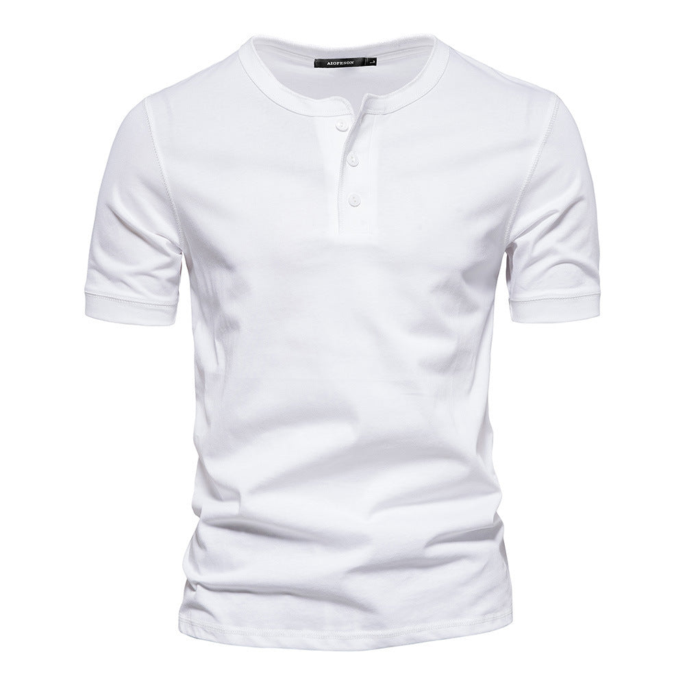 Herren nan schmal geschnittenes Kurzarmshirt mit kurzer Knopfleiste und geripptem Kragen aus Baumwollmix EB