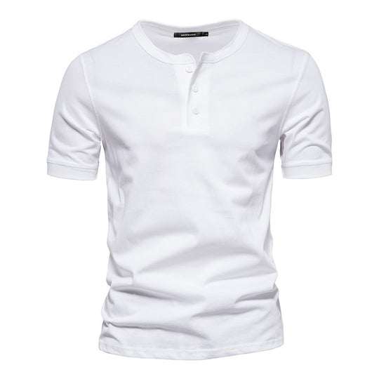 Herren nan schmal geschnittenes Kurzarmshirt mit kurzer Knopfleiste und geripptem Kragen aus Baumwollmix EB