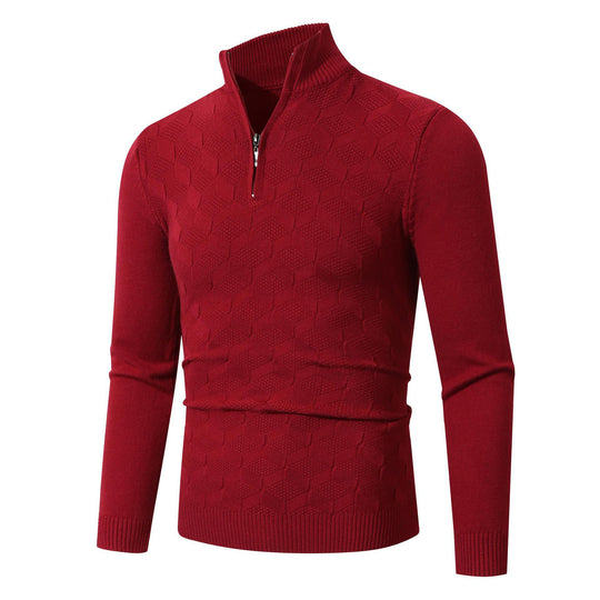 Herren modischer Strickpullover mit halbem Reißverschluss und strukturiertem Design EB