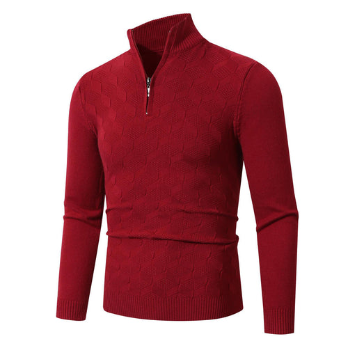 Herren modischer Strickpullover mit halbem Reißverschluss und strukturiertem Design EB