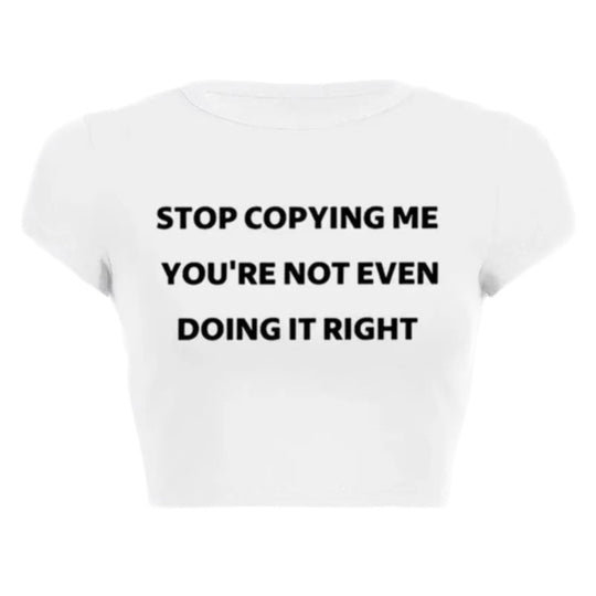 Damen Crop-T-Shirt mit motivierendem Schriftzug und figurbetontem Schnitt EB