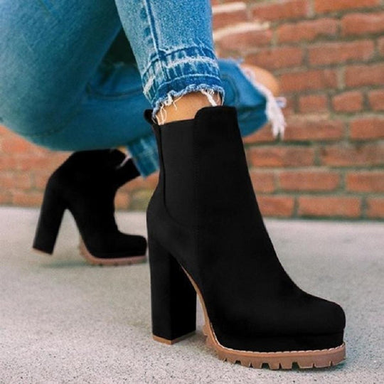 Damen nan Chelsea-Ankleboots mit Plateau, robustem Traktorprofil und Wildlederoptik EB