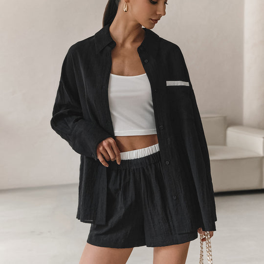 Damen Lässiges Ensemble aus cropped Shirt und Shorts EB
