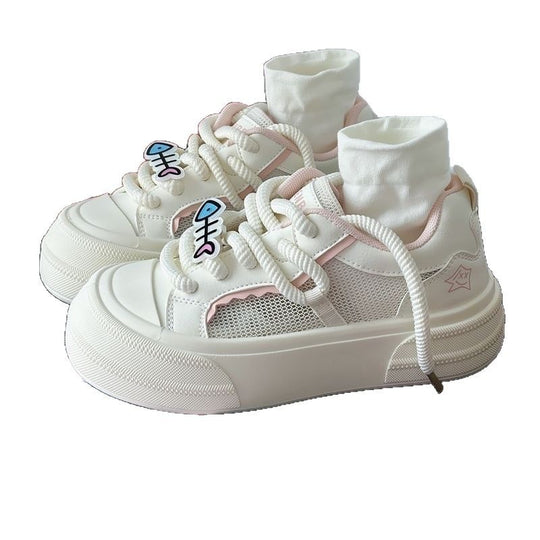 Damen Sportliche Sneakers mit atmungsaktiver Mesh-Oberfläche und elastischem Schaft EB