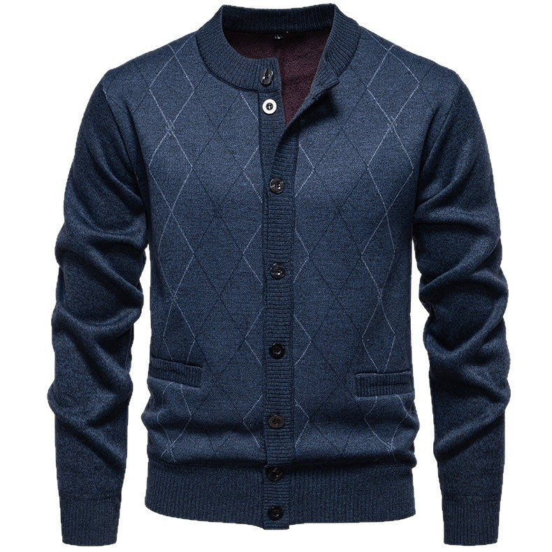 Herren stylische Strickjacke mit diamantförmigem Muster EB