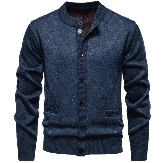 Herren stylische Strickjacke mit diamantförmigem Muster EB