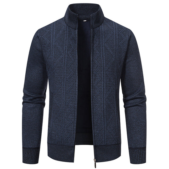 Herren Strickjacke mit modernem Reißverschluss und dekorativem Muster EB