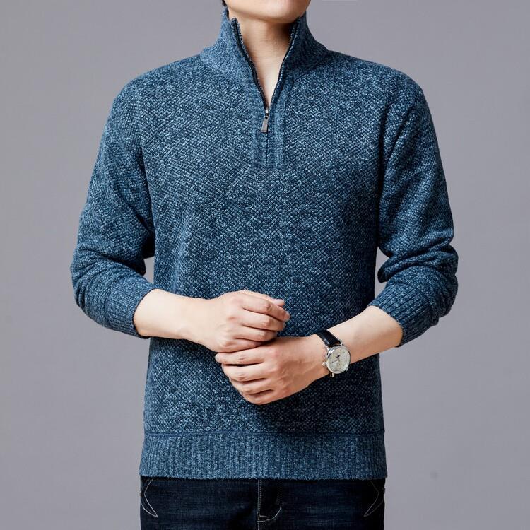 Herren Strickpullover mit modernem Stehkragen und strukturierter Oberfläche EB