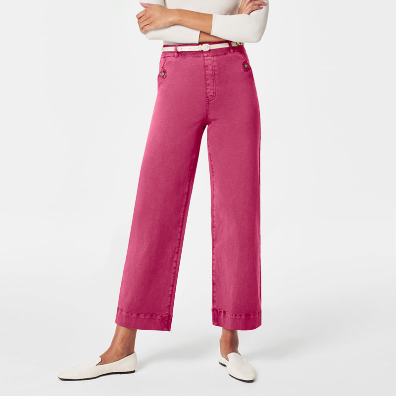 Damen Weitgeschnittene Stoffhose mit eleganten Details EB