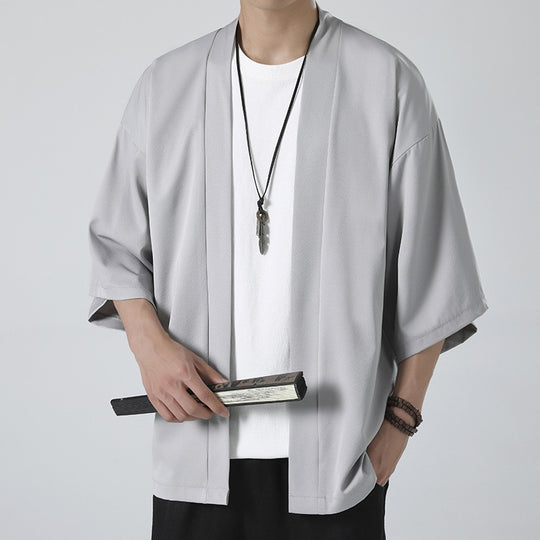 Herren nan kimonoartige Kurzjacke im Oversize-Stil mit offenem Schnitt und weichem Fall EB