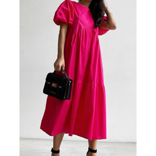 Damen Maxikleid mit voluminösen Puffärmeln und romantischem Design EB